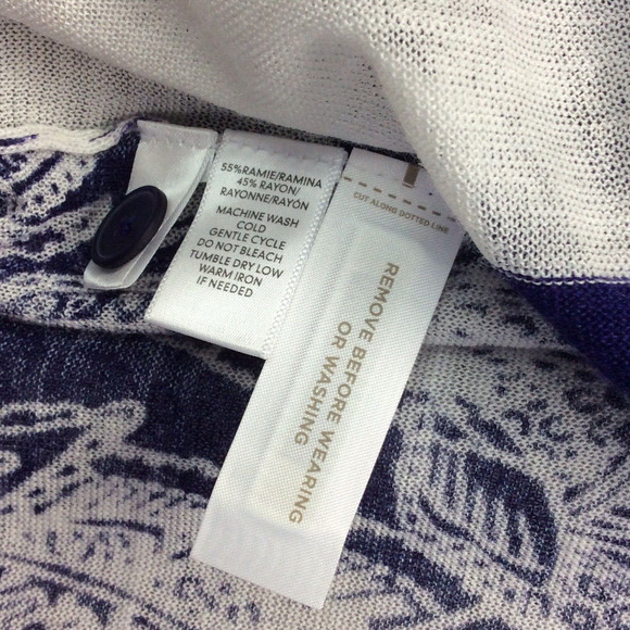 Ann Taylor Loft Cardigan Womens Size SP Purple Striped Floral Back Petite Button - Picture 4 of 7